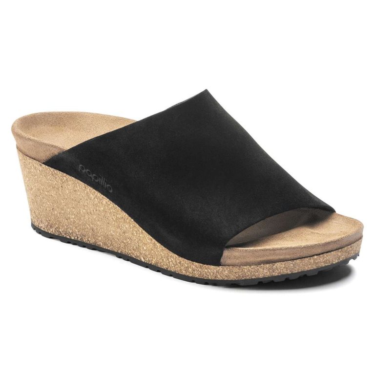 Black Birkenstock Namica Suede Leather Women's Wedges Sandals | jkAzXsUEVfX