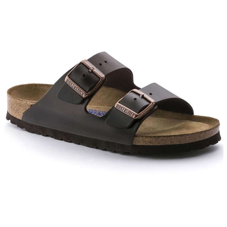 Black Birkenstock Arizona Soft Footbed Smooth Leather Men's Two Strap Sandals | 9uy5XngPvjb