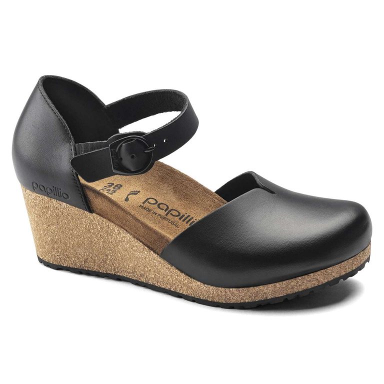 Black Birkenstock Mary Leather Women's Wedges Sandals | dPPwbnY9slK