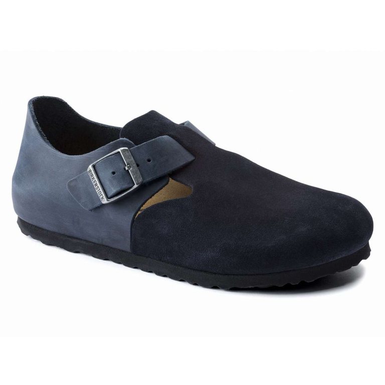 Blue Birkenstock London Oiled Leather/Suede Leather Women's Low Shoes | Db9OmWzCoUV