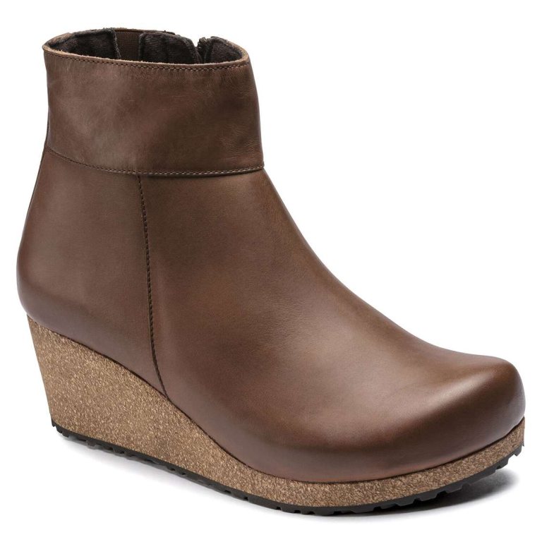 Brown Birkenstock Ebba Leather Women's Boots | 3DHUuhy8iIi