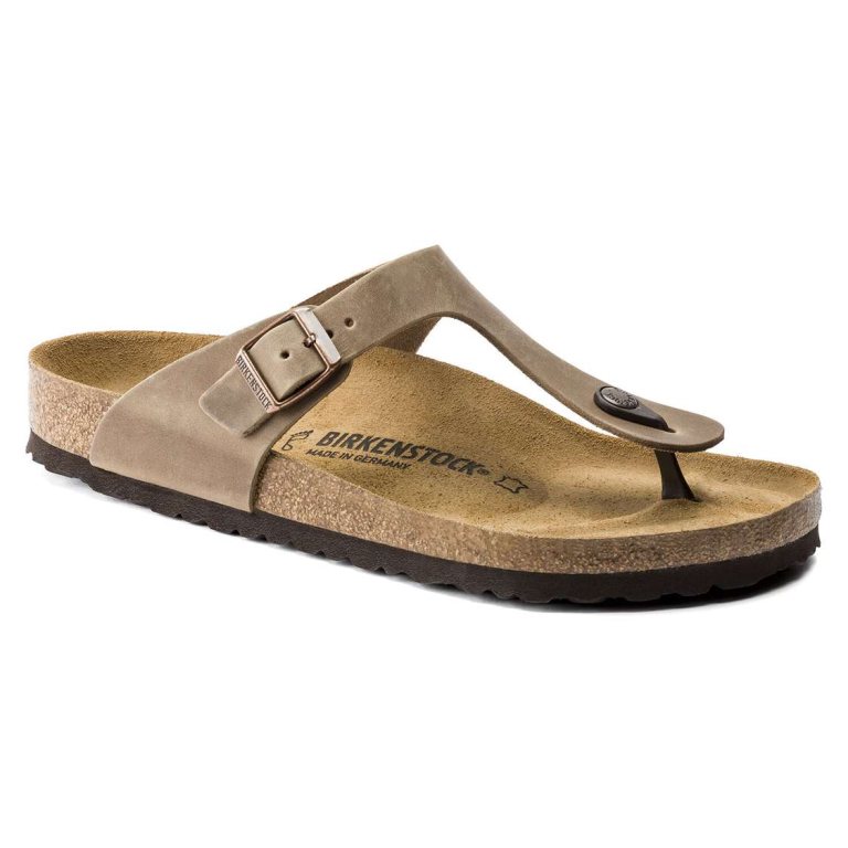 Brown Birkenstock Gizeh Oiled Leather Men's One Strap Sandals | 9PGRpvMPCpk