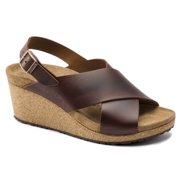 Brown Birkenstock Samira Leather Women's Wedges Sandals | RqV26uRm9RZ