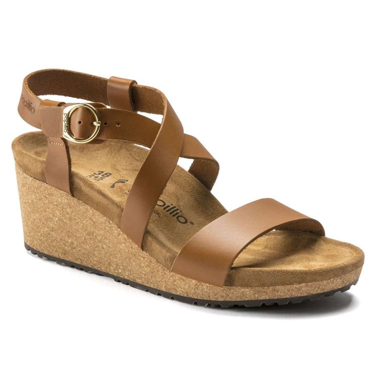 Brown Birkenstock Sibyl Leather Women's Back Strap Sandals | 5AVkKo27bDS