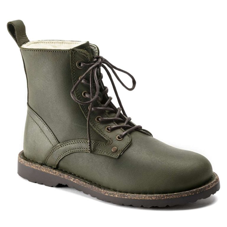 Green Birkenstock Bryson Shearling Oiled Nubuck Leather Women's Boots | GaUNSuRcHsM