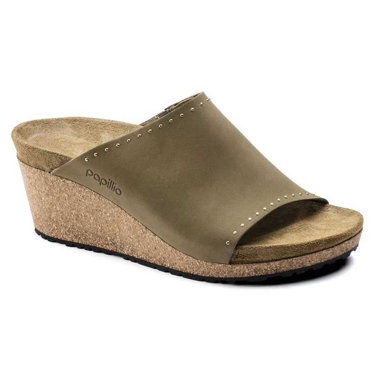 Green Birkenstock Namica Nubuck Leather Women's Wedges Sandals | buQWms8EAqa