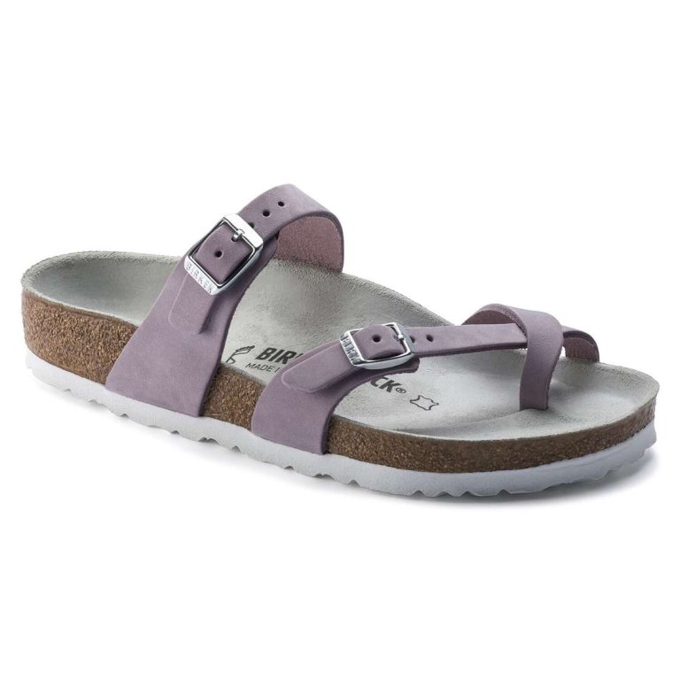 Purple Birkenstock Mayari Nubuck Leather Women's Two Strap Sandals | 33A7kPbb8Fv