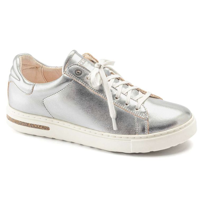 Silver Birkenstock Bend Leather Women's Sneakers | TZcN3SQHiFL