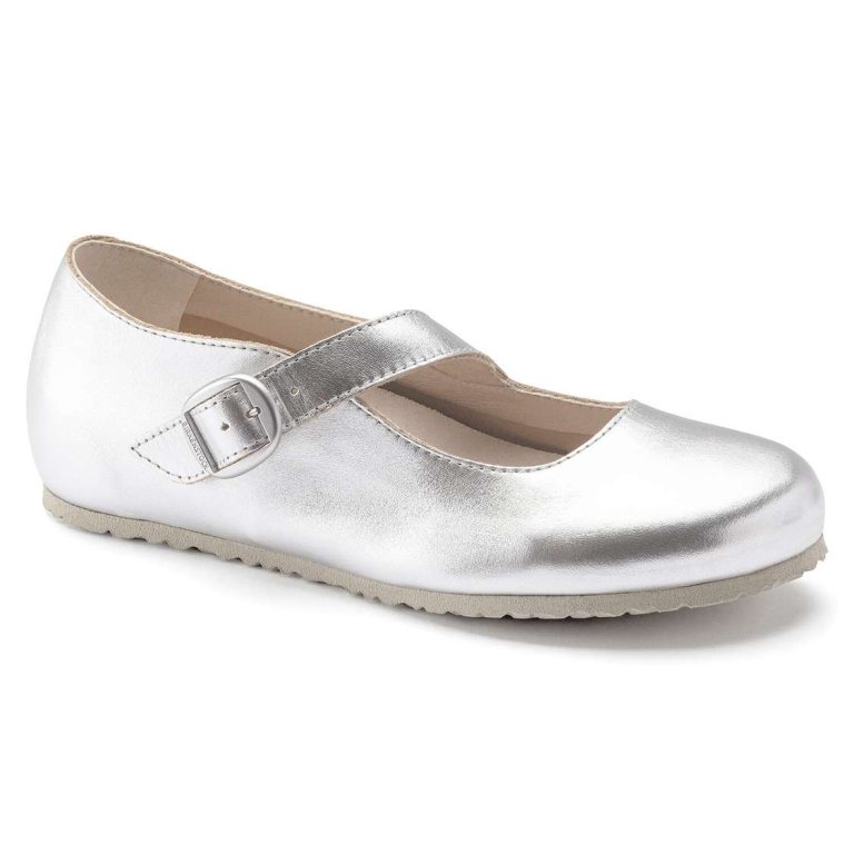 Silver Birkenstock Tracy Leather Women's Low Shoes | v9KNcA7fJfN