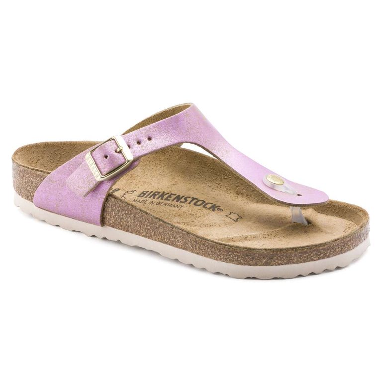 Wash Pink Birkenstock Gizeh Leather Women's One Strap Sandals | wKRNqISB5xd