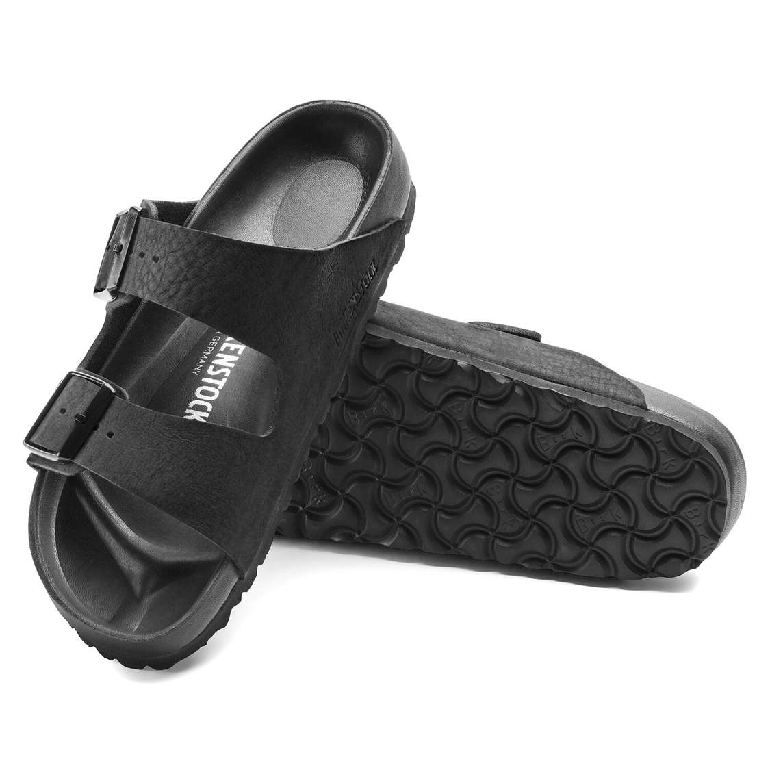 Black Birkenstock Arizona Leather Men's Two Strap Sandals | qt3SkftTzPh