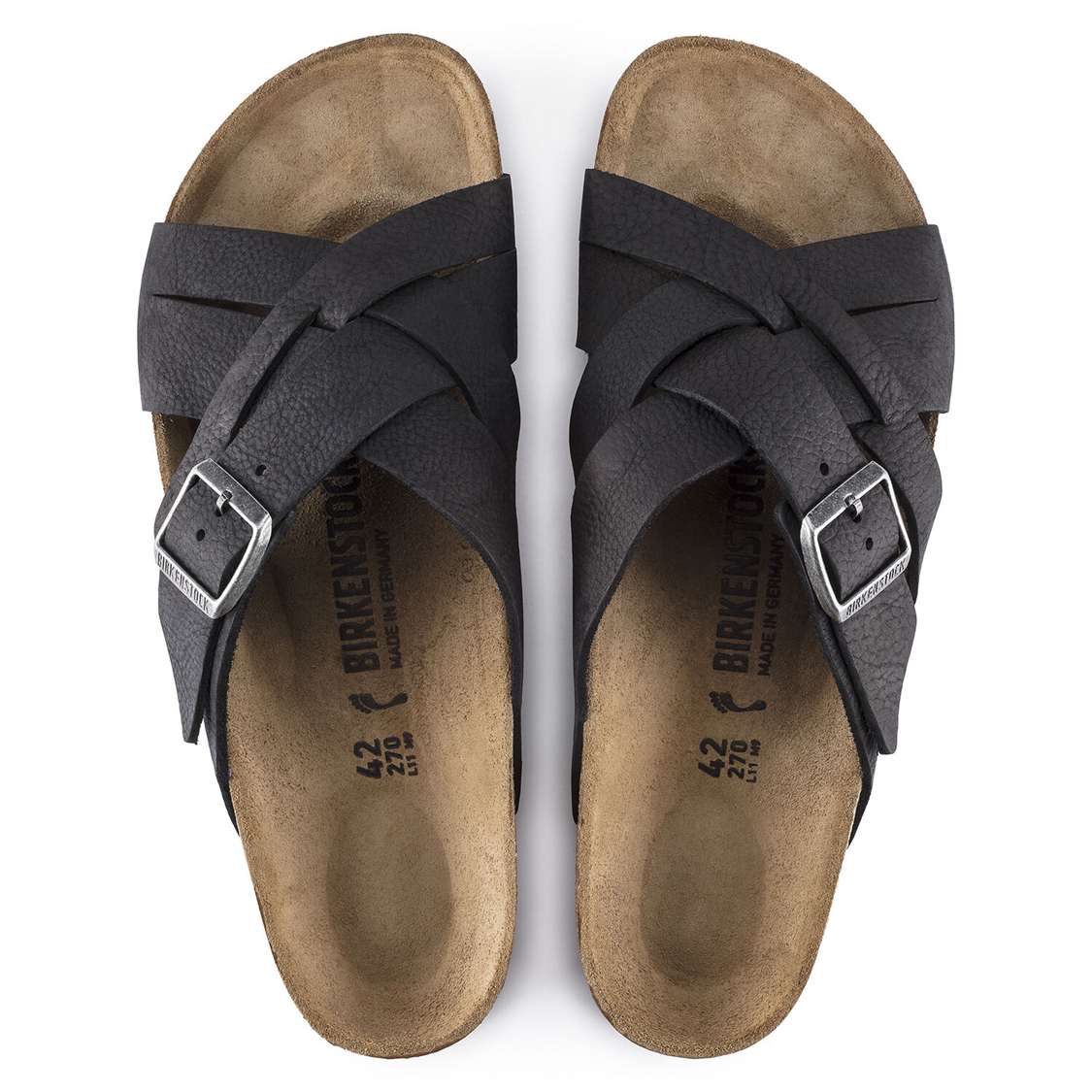 Black Birkenstock Lugano Oiled Leather Women's One Strap Sandals | A1Fx3m9ClfA