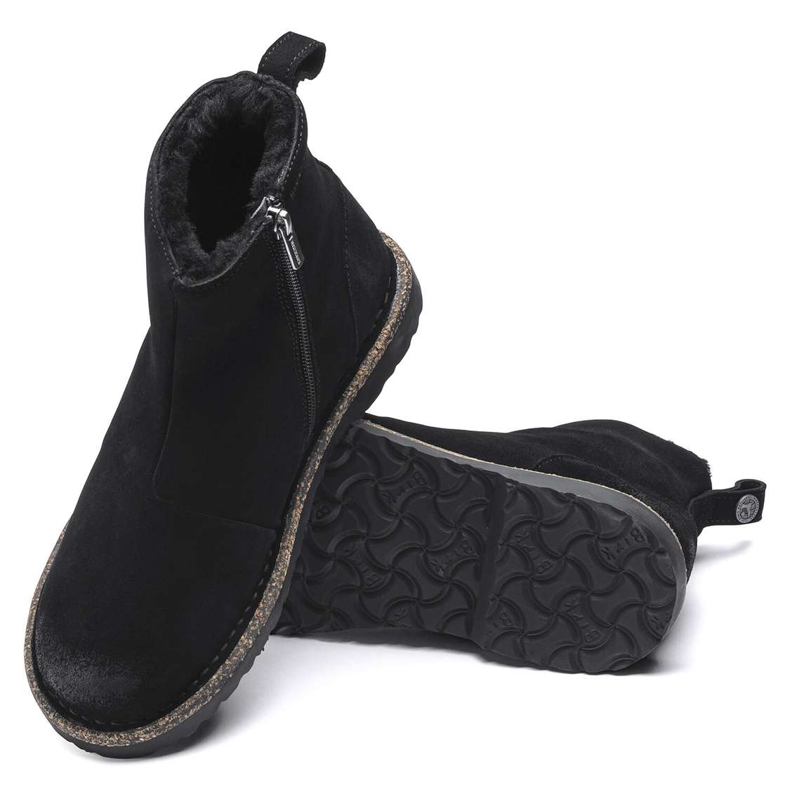 Black Birkenstock Melrose Shearling Suede Leather Women's Boots | qcZ4NZTd3IL