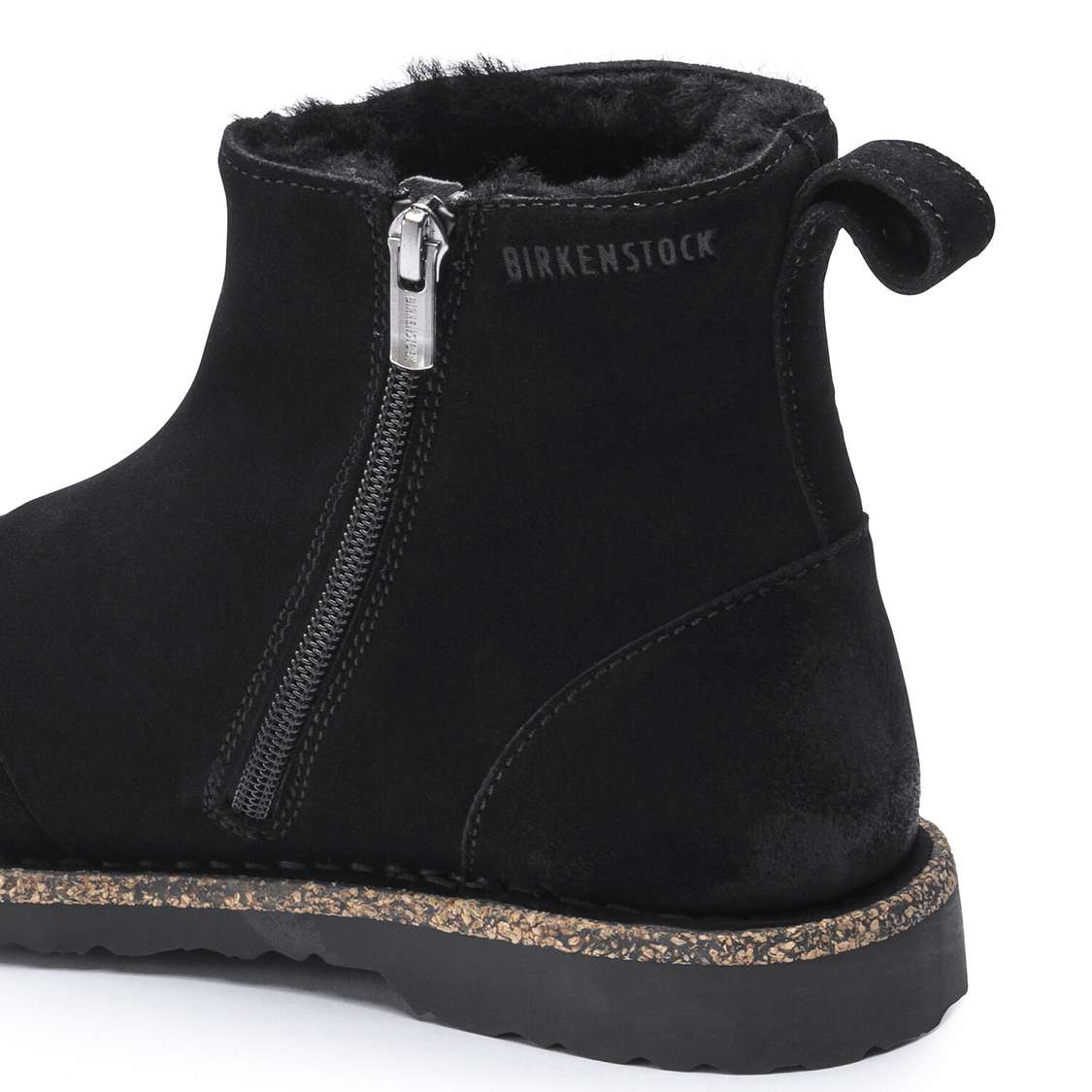 Black Birkenstock Melrose Shearling Suede Leather Women's Boots | qcZ4NZTd3IL