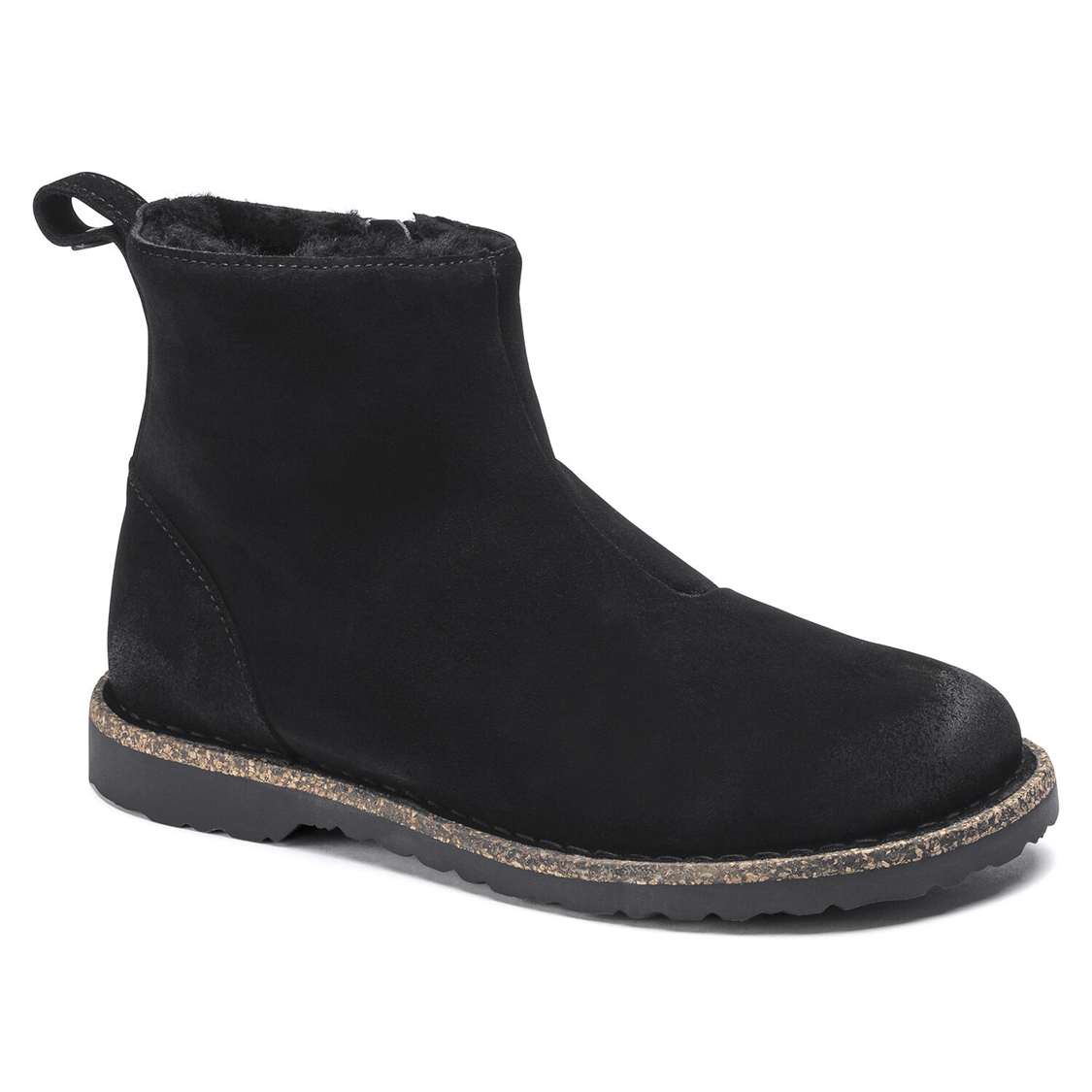 Black Birkenstock Melrose Shearling Suede Leather Women\'s Boots | qcZ4NZTd3IL