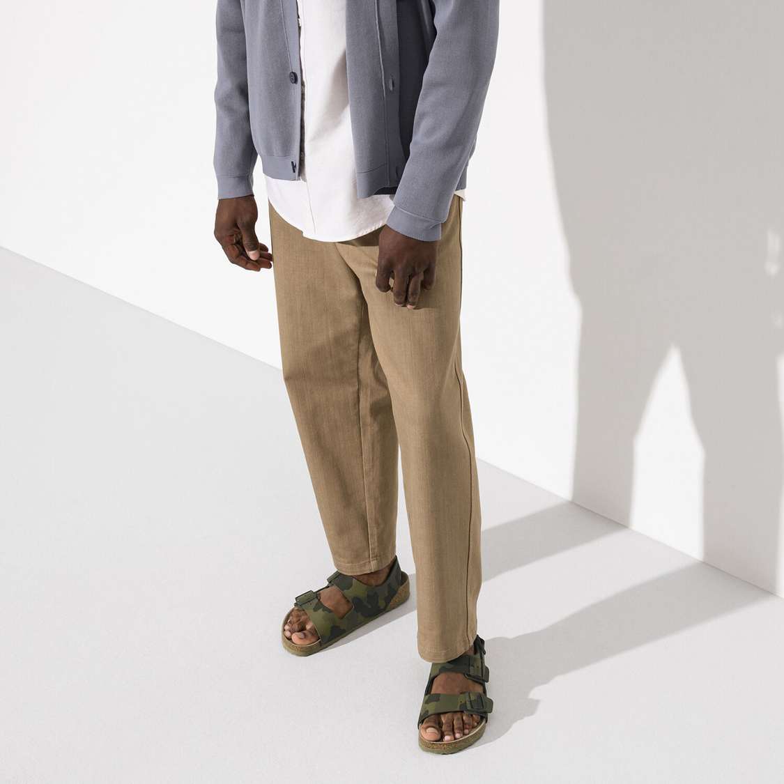 Camo Green Birkenstock Milano Soft Footbed Birko-Flor Men's Two Strap Sandals | n2OL1uOaWUl