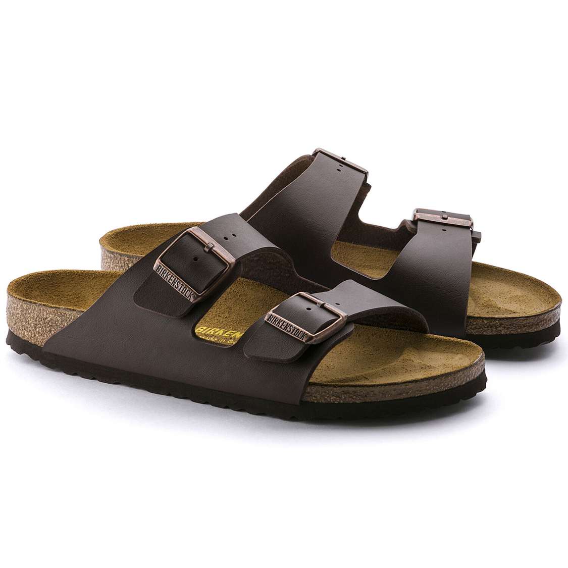 Dark Brown Birkenstock Arizona Birko-Flor Men's Two Strap Sandals | KOawdKaCaYc