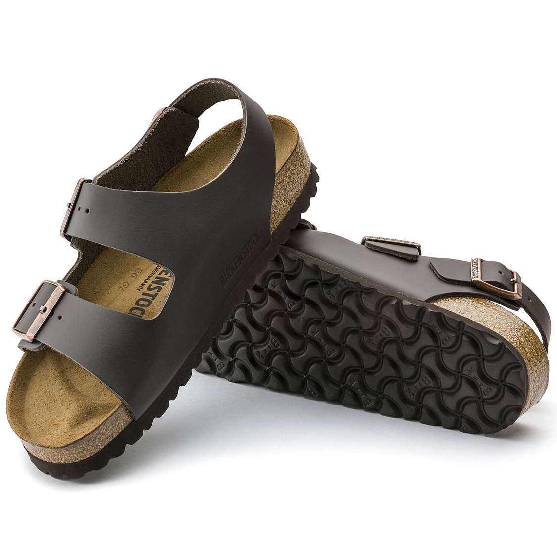 Dark Brown Birkenstock Milano Leather Men's Back Strap Sandals | a8iNlkRisIz