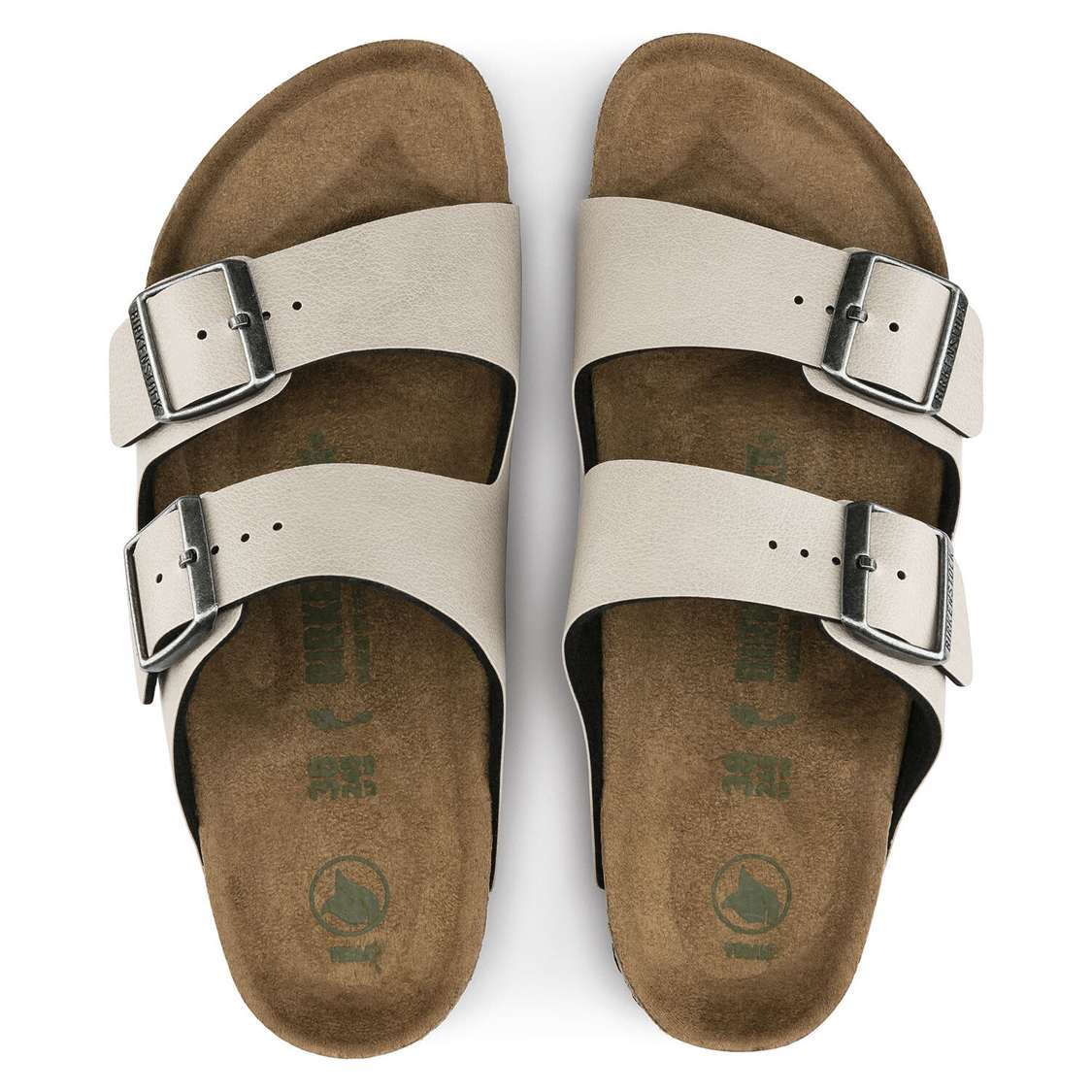 Grey Birkenstock Arizona Vegan Birko-Flor Women's Two Strap Sandals | WFc6mDzWR9T