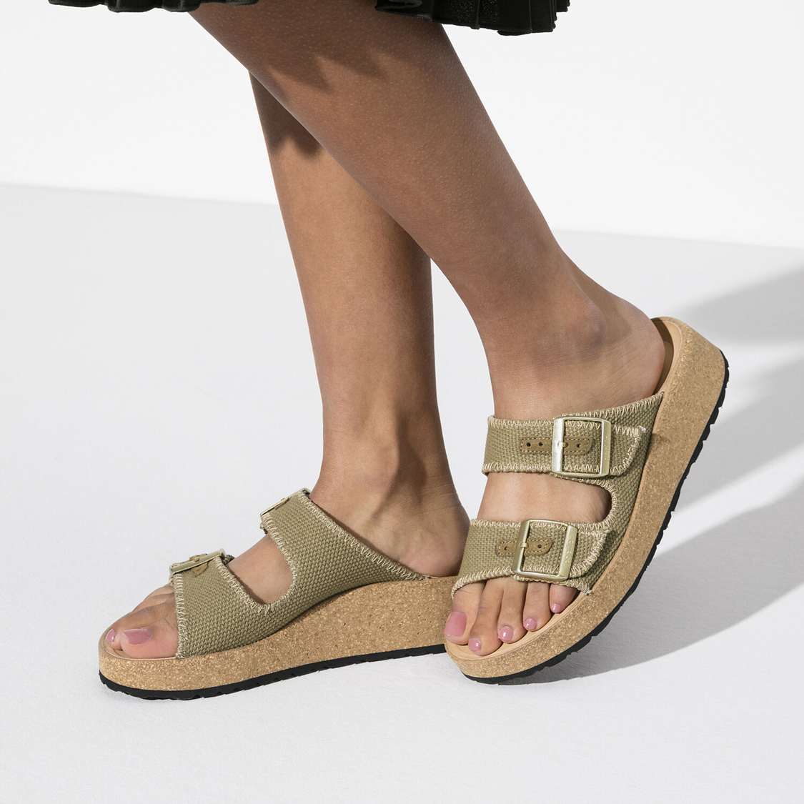 Khaki Birkenstock Gabriela Natural Fibre Mix Women's Platforms Sandals | 9GlQjK9fLC6
