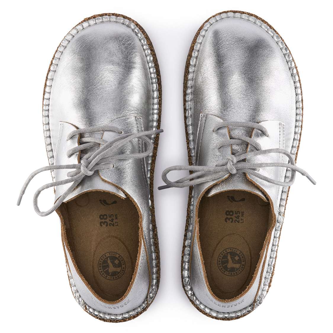 Silver Birkenstock Gary Leather Women's Low Shoes | SiVAj597LYr