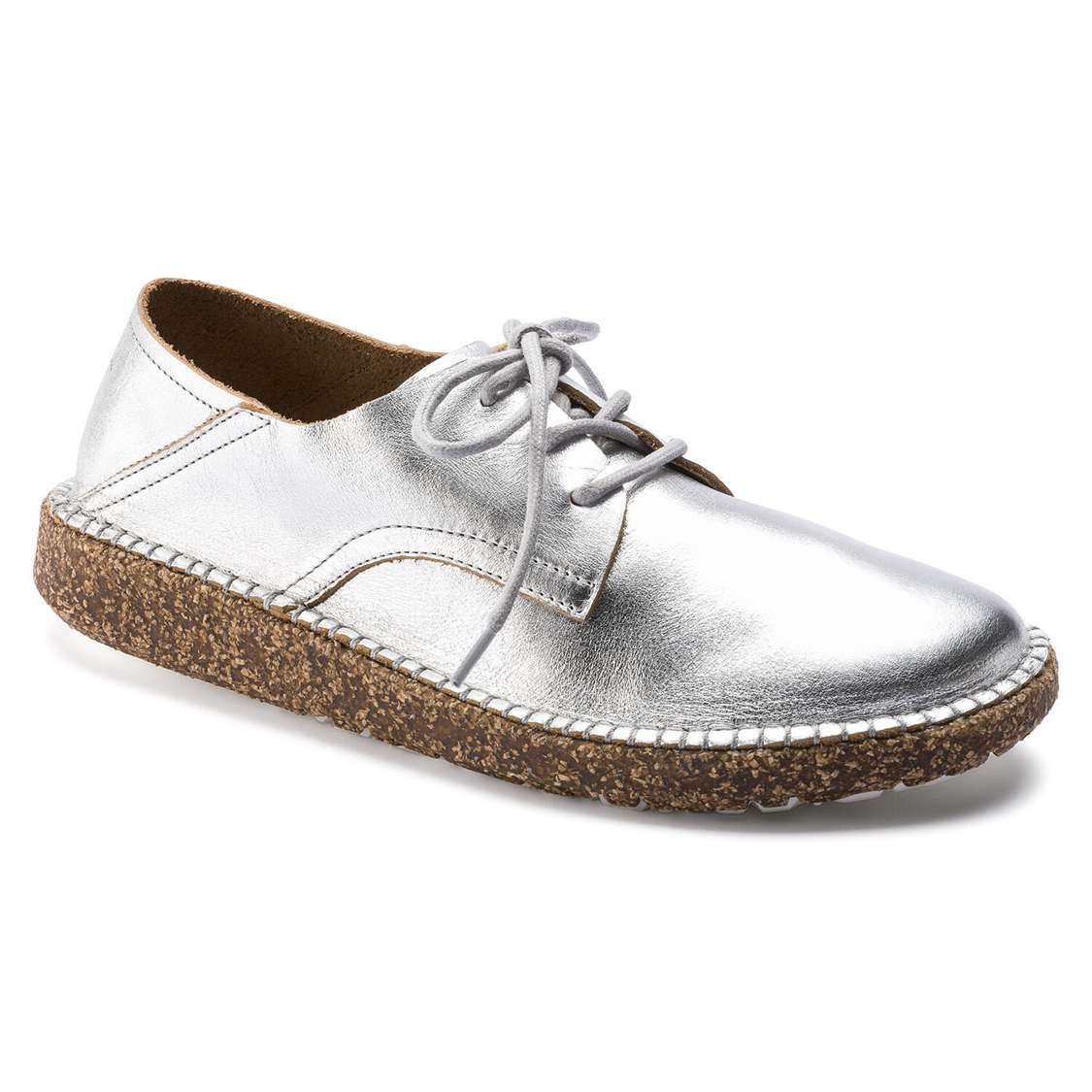 Silver Birkenstock Gary Leather Women\'s Low Shoes | SiVAj597LYr