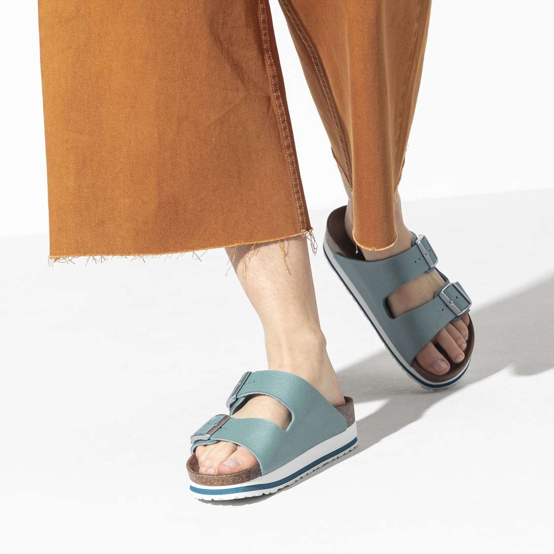 Turquoise Birkenstock Arizona Birko-Flor Women's Platforms Sandals | FhVWGbLjk7Q