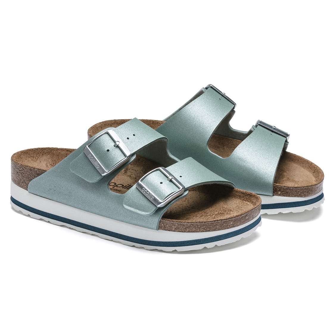 Turquoise Birkenstock Arizona Birko-Flor Women's Platforms Sandals | FhVWGbLjk7Q